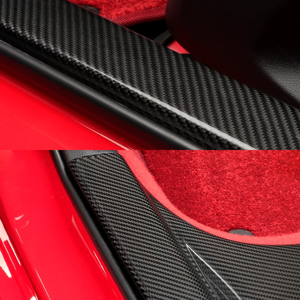 Carbon Fiber Car Door Pedal Kick Cover Fit for 11th Gen Civic Type R FL5 Typer Door Sill Cover Door Kick Panels Strip Overlay