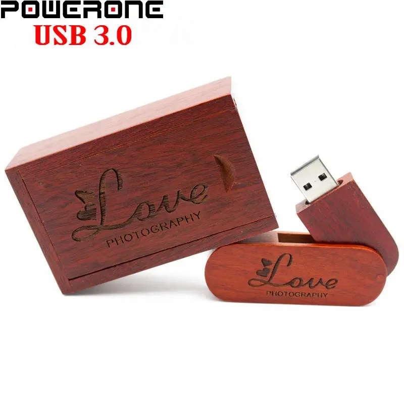 Free Custom Logo USB 3.0 Flash Drives 64GB Wooden Box Pendrives 32GB Wedding Gift Memory Stick 16GB Photography Pen Drive 8GB