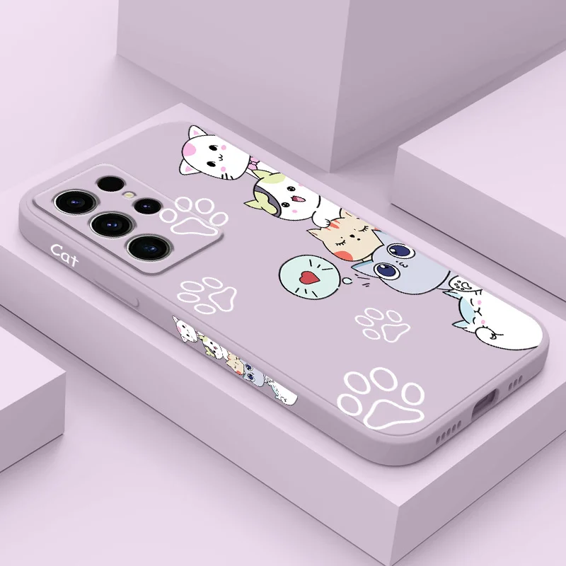 Stacking Cats Phone Case For Samsung Galaxy S26 S25 Edge S24 FE Plus Ultra Liquid Silicone Soft Cover