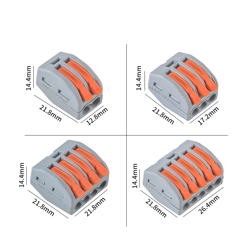 10/30/50pcs 3Ports Electrical Fast Lever Wire Connector Splicing Type Universal Compact Wiring Terminal Block 1 in 2 out 32A