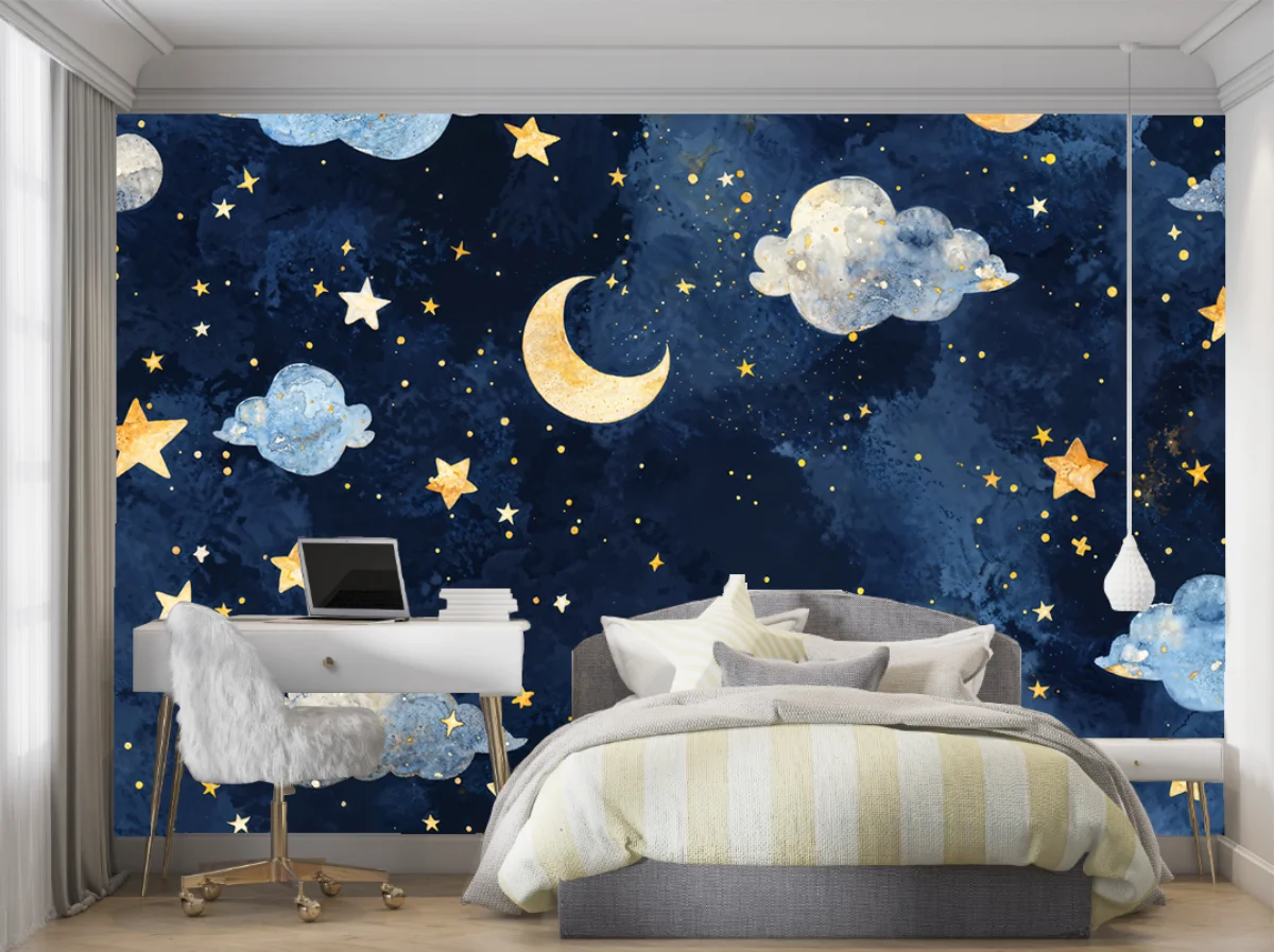 Customized Wallpaper Pink Cloud Sea cloud Flower unicorn Children's Princess Room 3D Wallpaper Decoration Lavender 3d wallpaper
