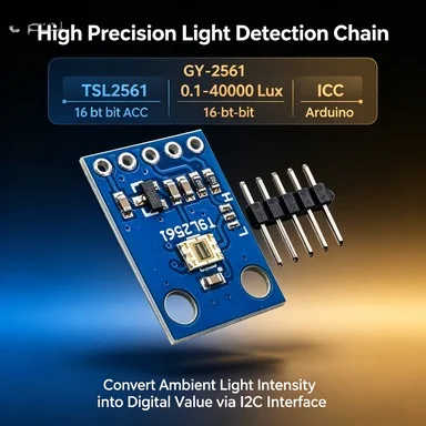 TSL2561 Luminosity Sensor Breakout GY-2561, 16-bit I2C 0.1-40k Lux Ambient Light Detector