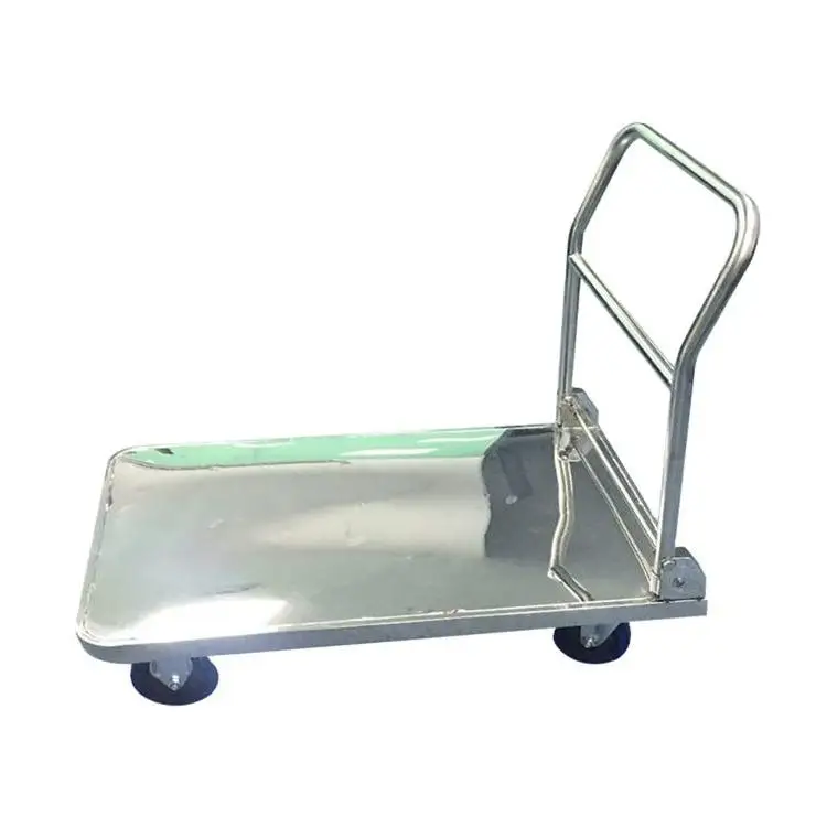 Heavy-Duty Stainless Steel 304 Folding Flat Trolley 1.0mm Thickness 350kg Load Capacity Food-Grade Powder Coating Corrosion