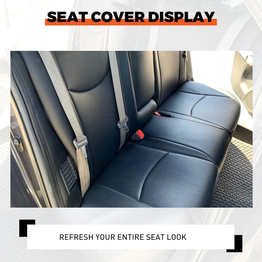 ECOTRIC Full Set Seat Covers for 2010-2015 Toyota Prius in Black Synthetic Leather with Headrest and B-Pillar Protection