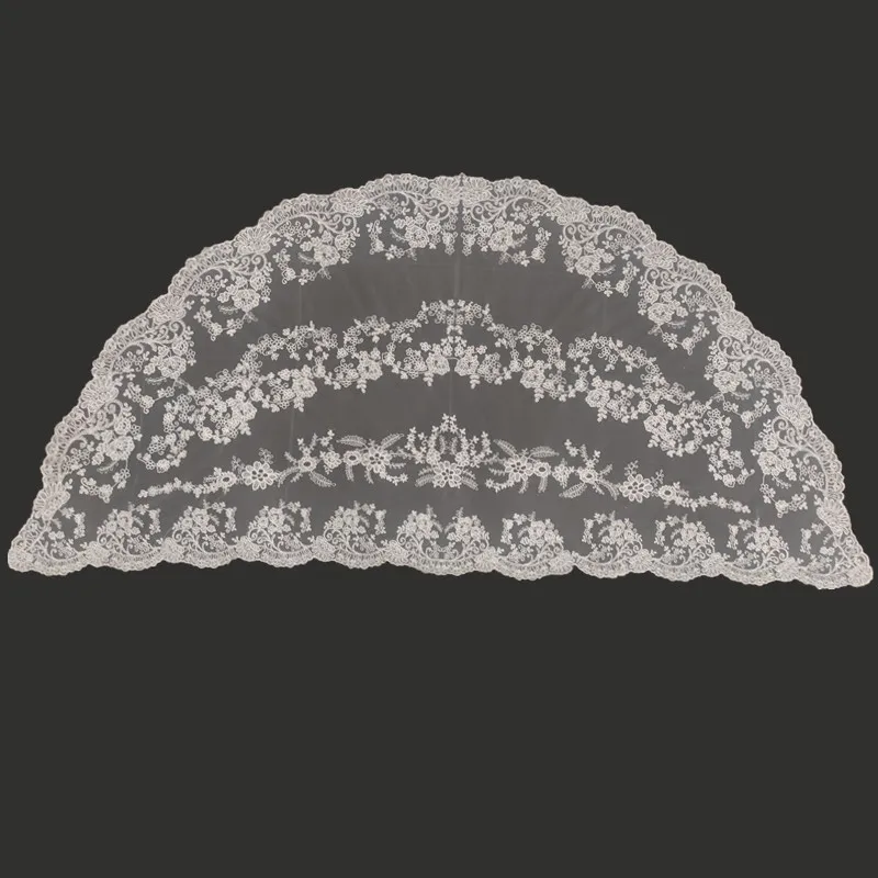 Large Size Half Moon Classic Spanish Style Lace Mantilla Embroidery Triangular Catholic Church Veil for Women