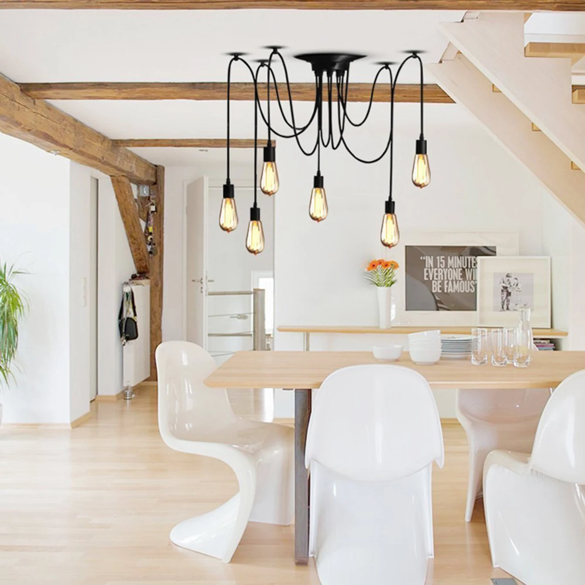 

Винтажная промышленная люстра, черный потолочный светильник, подвесной светильник в виде паука, столовая, спальня, кафе, бар, ресторан, декор, ретро-стиль