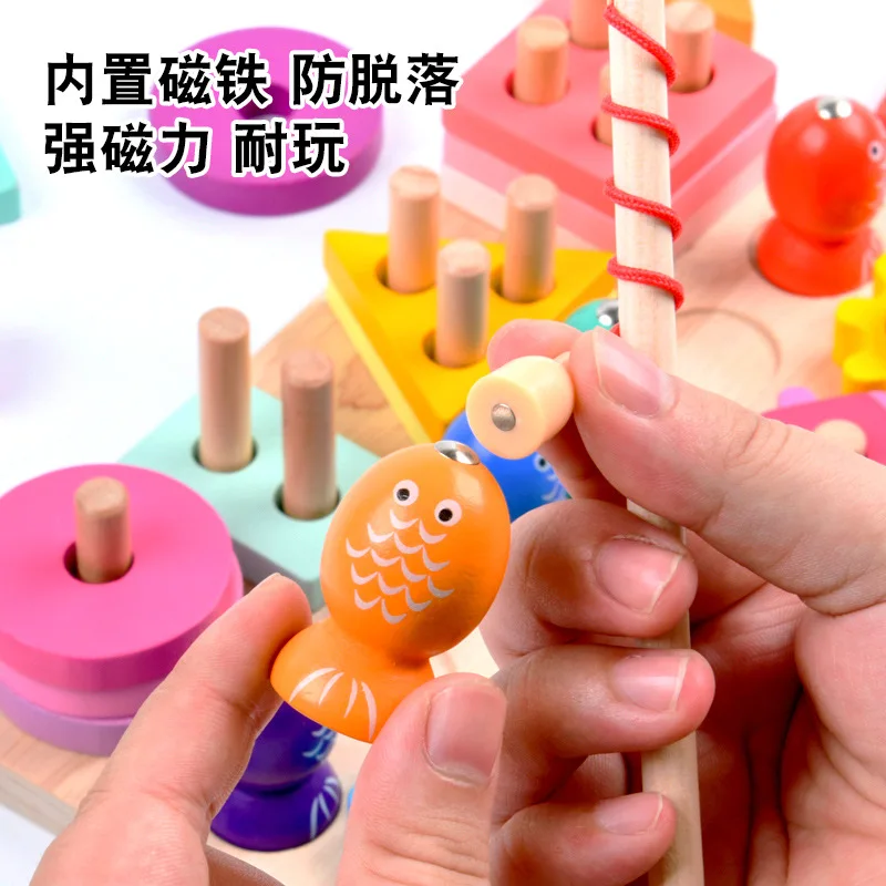 Geometrische passende Rettich ziehen Kinder Lernspielzeug magnetische Angelspiele Angelspielzeug Kindergarten Eltern-Kind-Spiel