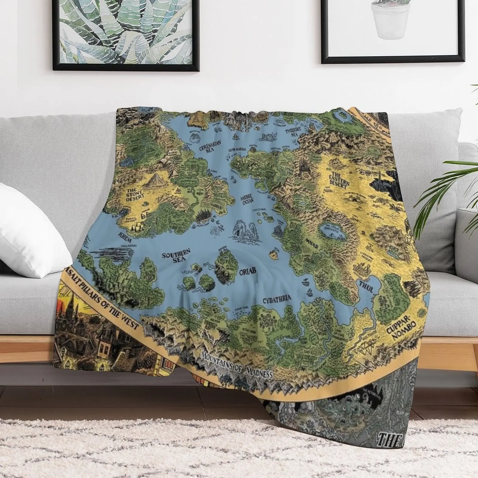 HP Lovecraft Dreamland Map Throw Blanket Sofa Throw Designers Decorative Sofa Blankets