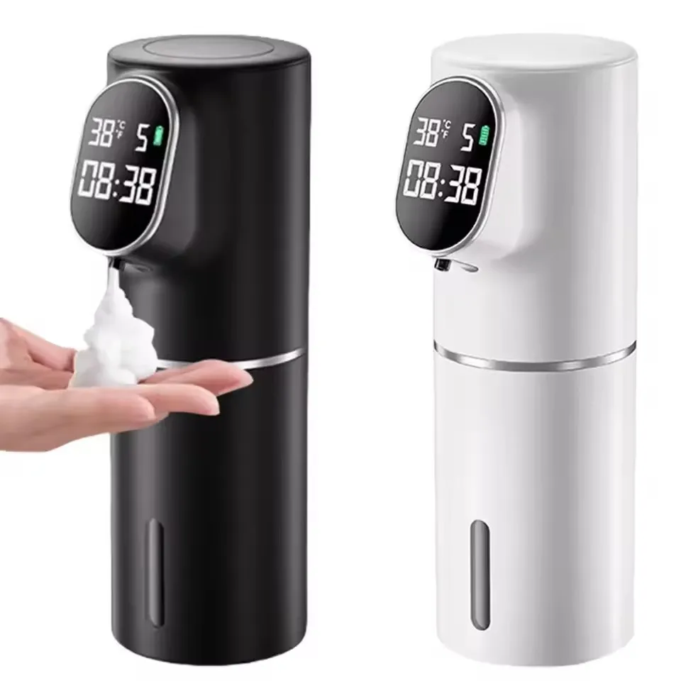 

Automatic LED Display 320ML Touchless Hand Soap Dispenser 5 Adjustable Levels Rechargeable Soap Device Time Temperature Display