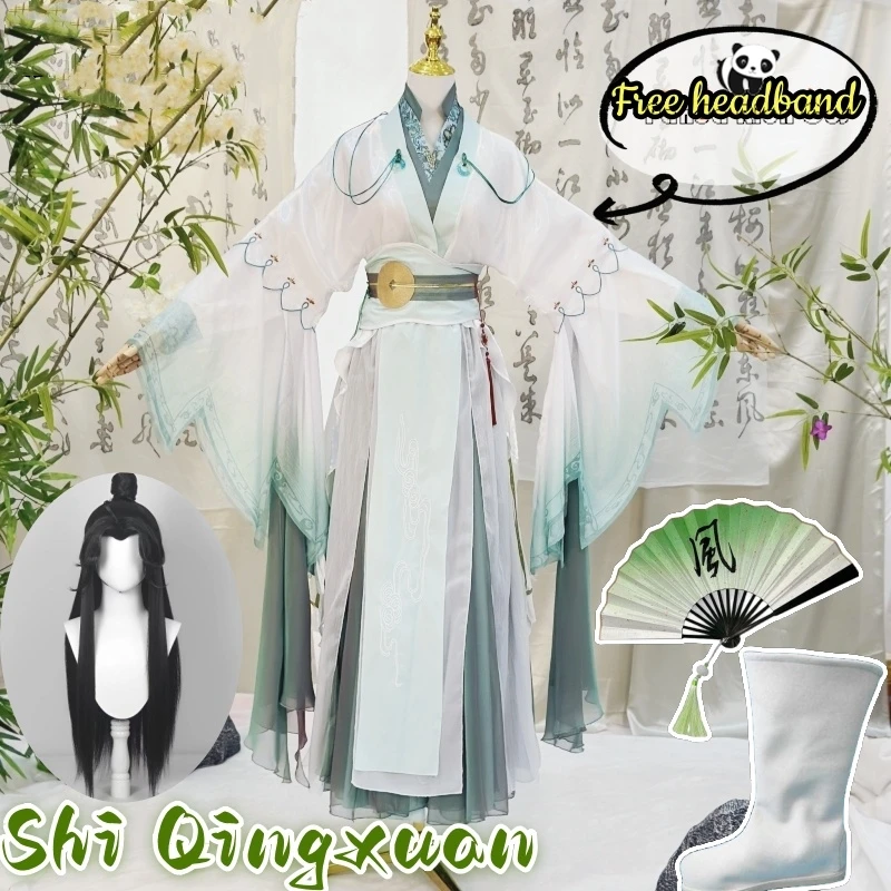 Tian Guan Ci Fu Anime Heaven Official’s Blessing Cosplay Costume Clothes Wig Shoes Fan Uniform Cosplay Shi Qingxuan Hanfu Set