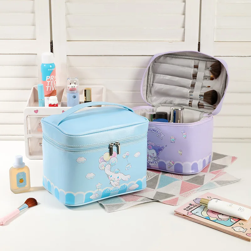 Hello Kitty Cosmetic Bag High-capacity Sanrio Cartoon Storage Bag PU Waterproof  Wash Case Kuromi Make Up Pouch Multi-function