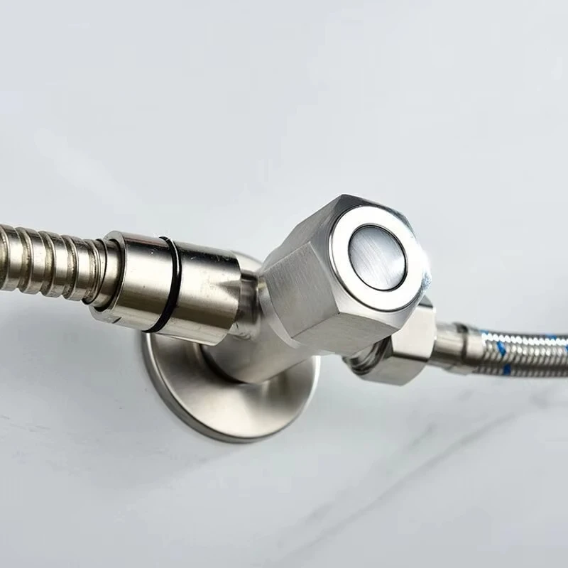 حمام من الفولاذ المقاوم للصدأ ملحقات صنبور صمام مثلث سريع الفتح صمام زاوية ثنائي الاتجاه G1/2 مدخل مياه الخيط