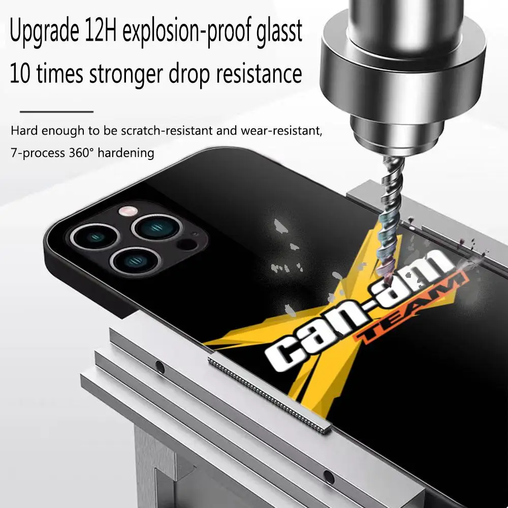 حافظة هاتف Can Am Can-am Team من الزجاج المقسى لهاتف آيفون 17 16 15 Pro Max 14 13 12 Mini Plus حافظة هاتف سامسونج S25 S24 Ultra
