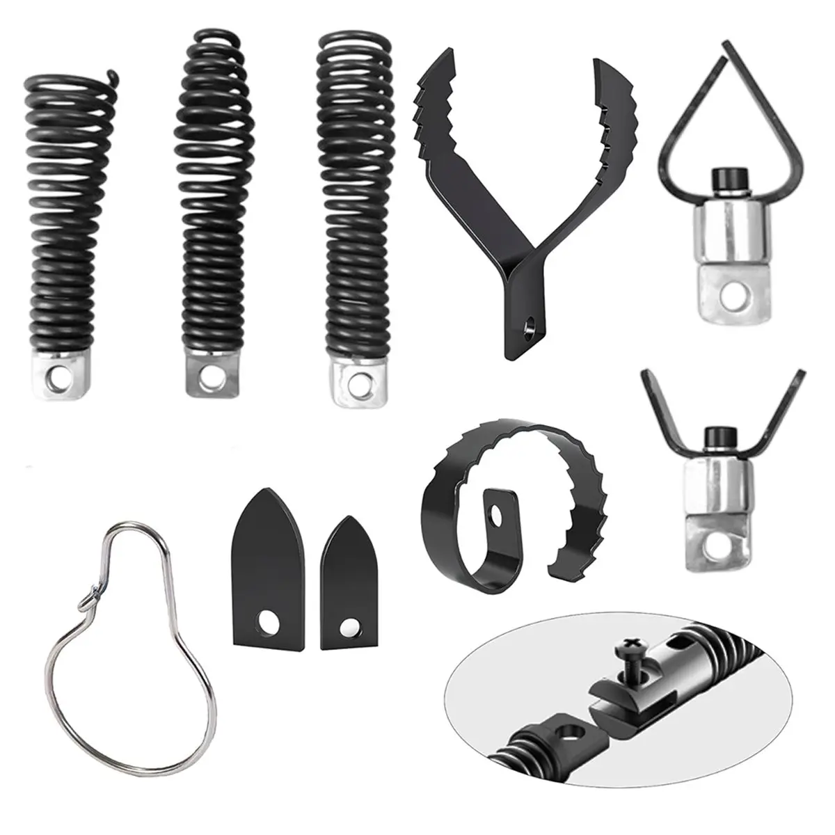 AA14  Drill Attachment,Cutter and Auger Set,Used in 50-100FT AC Drain Cleaning Machine,for 5/16 to 3/4 Inch