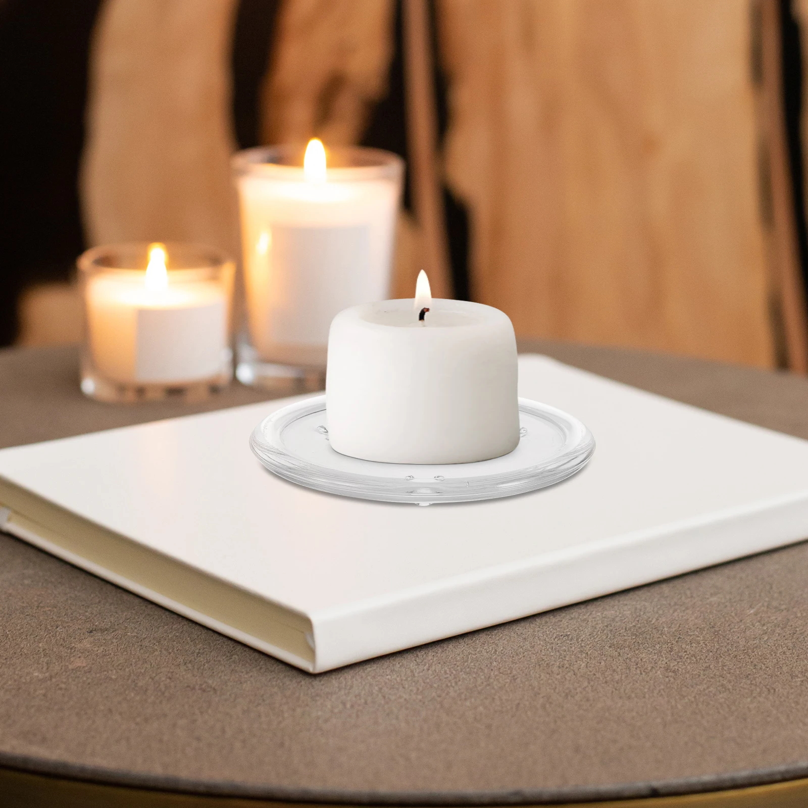 

2Pcs Glass Trays Candle Containers Simple Holders For Coffee Table Kitchen Decorations Safety