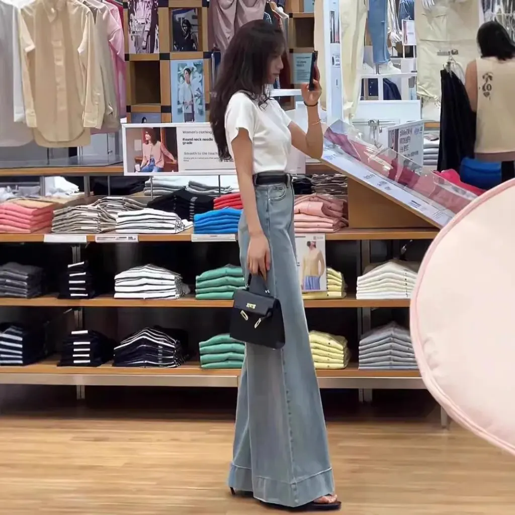 

High Waist Washed Wide Leg Jeans Women's Korean Style Loose Slim-fit Pants All-match Spring Autumn