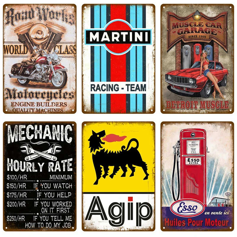 

Настенное украшение в стиле ретро, гонки с мотором, газом, металлическая вывеска, ВИНТАЖНЫЙ ПЛАКАТ на железную плиту, гараж, аксессуары для мужской пещеры, жестяной знак, Декор