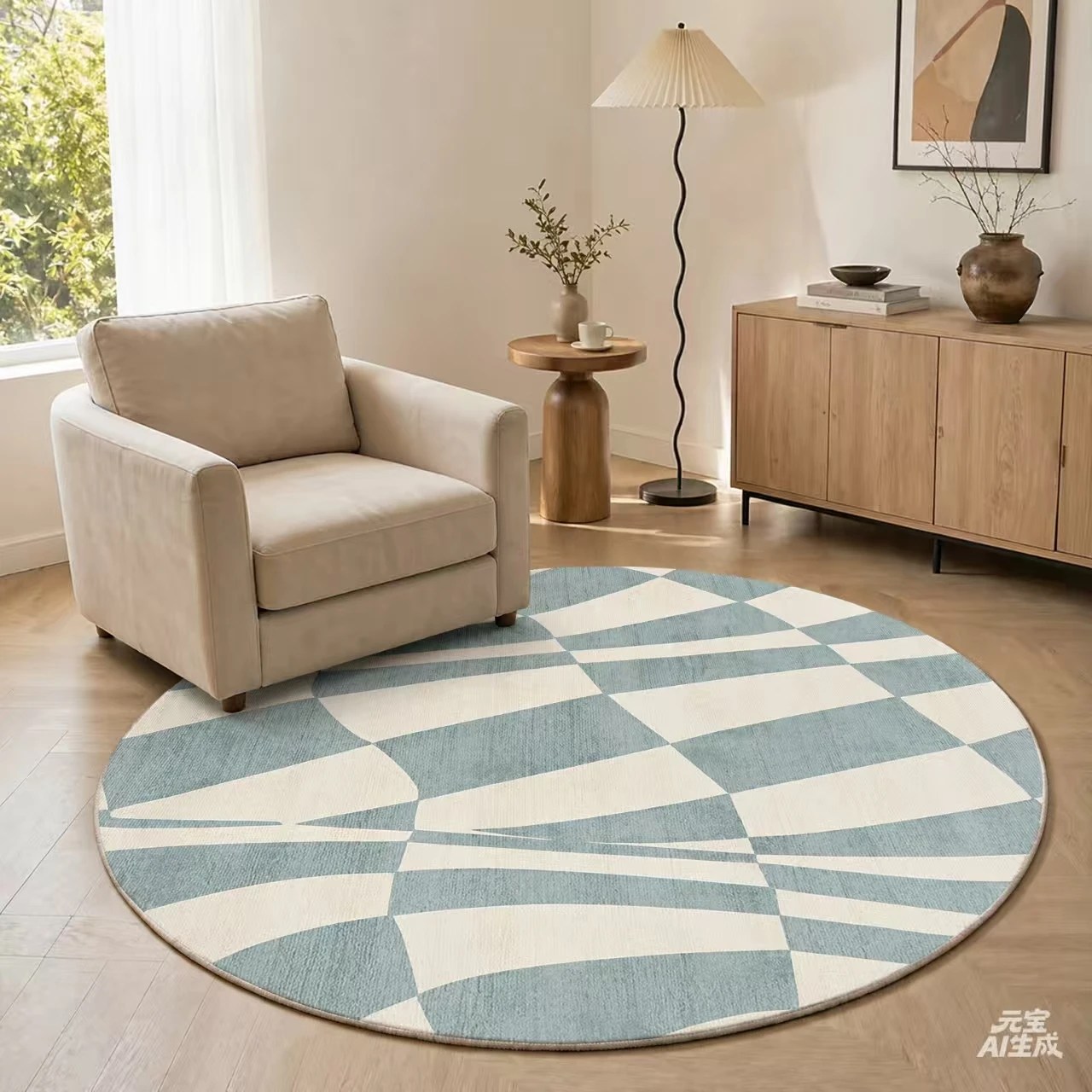 VIKAMA French-Style Modern Minimalist Round Carpet For Living Room Bedroom Bedside Closet Makeup Chair Rocking Chair And Rug