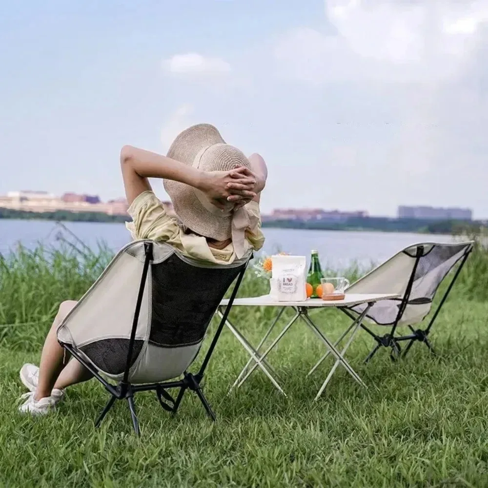 Wypoczynek na świeżym powietrzu krzesła składane domowe krzesło wędkarskie plażowe nowe odpinane przenośne składane fotele księżycowe podróżny piknik