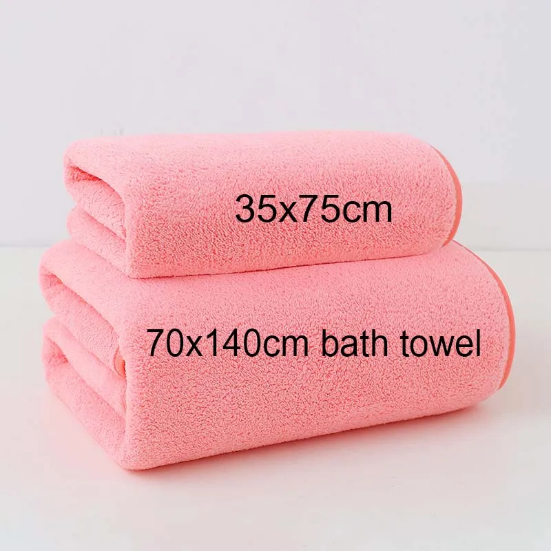 Coral Fleece Thickened Towel and Bath Towel Set, Solid Color, Soft and Absorbent, Suitable for Home Gym Face Washing Towels