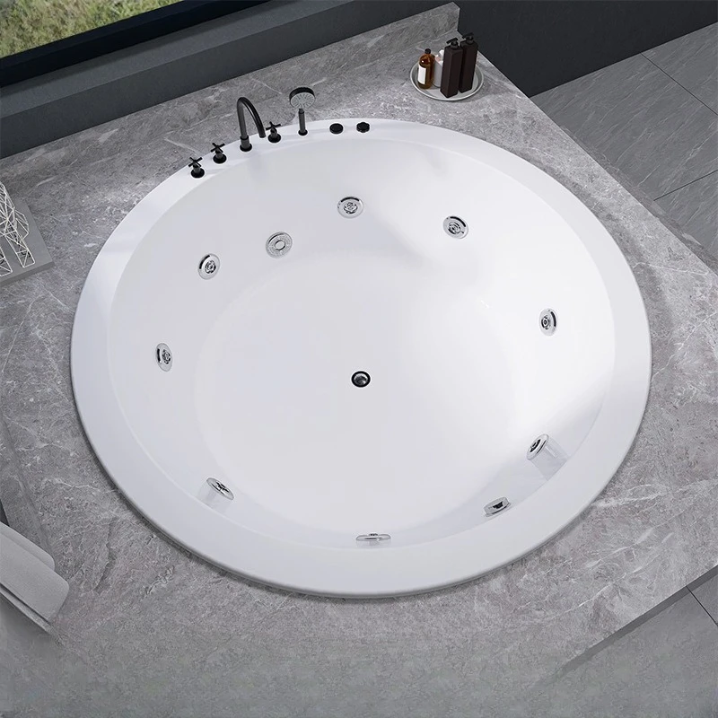 

Recessed round acrylic household bathtub double thermostatic surfing Jacuzzi
