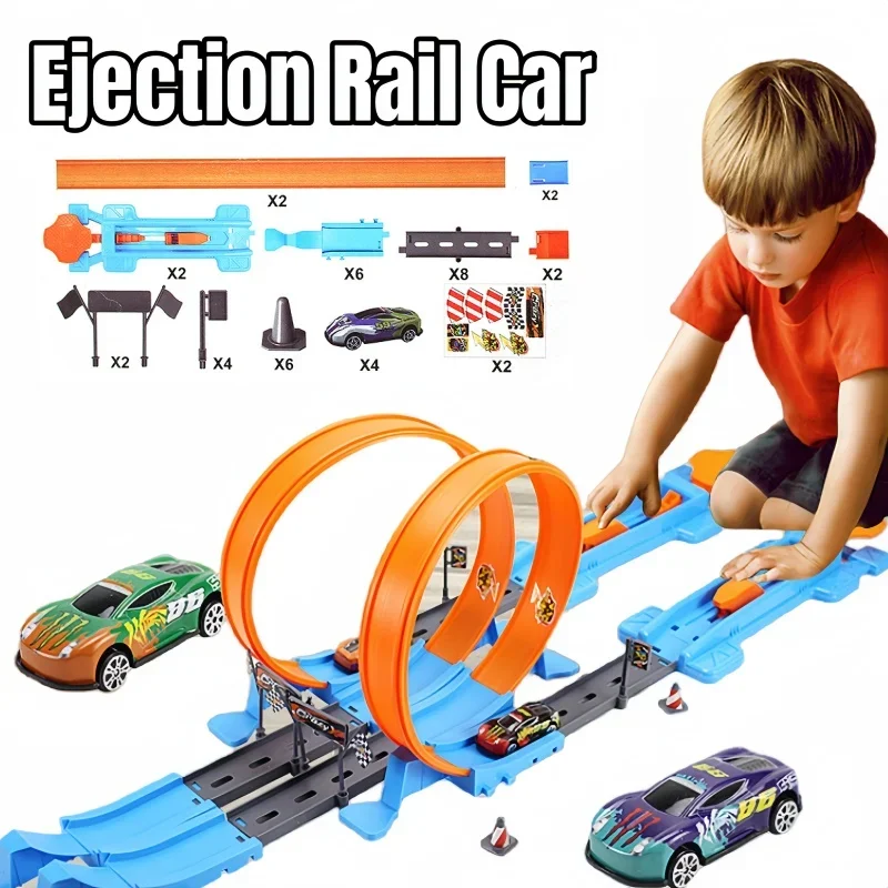 Catapult Track Racing Car Toys for Kids DIY Assembled Rail Children Educational Adventure Interactive Game Christmas Toy Gifts