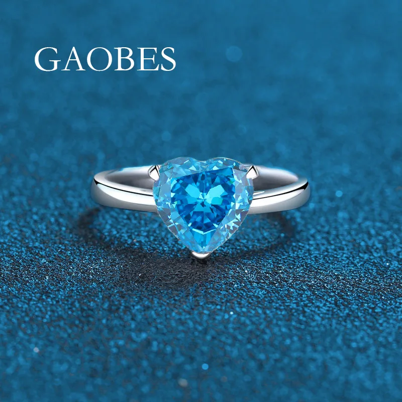 

Viora Jewelry Luxury Solid Platinum PT950 Women's Ring Ice Flower Cut Sea Blue Pink Diamond White Diamond Inlaid Love Single Dia