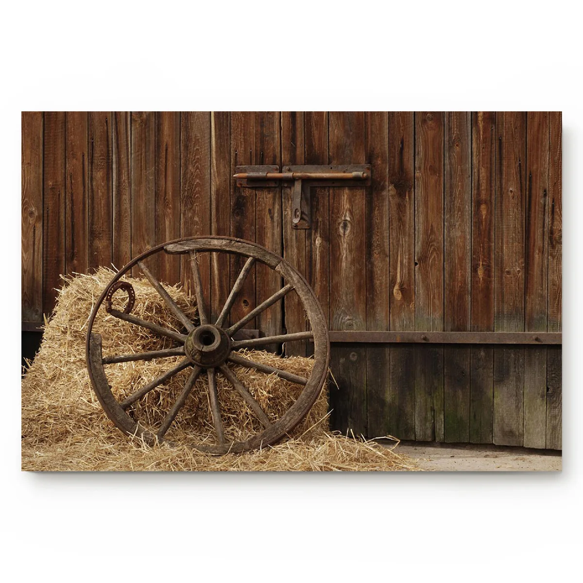 Old Antique Cart Wheels From Hay And Barn Background Indoor Bathroom Decor Doormats