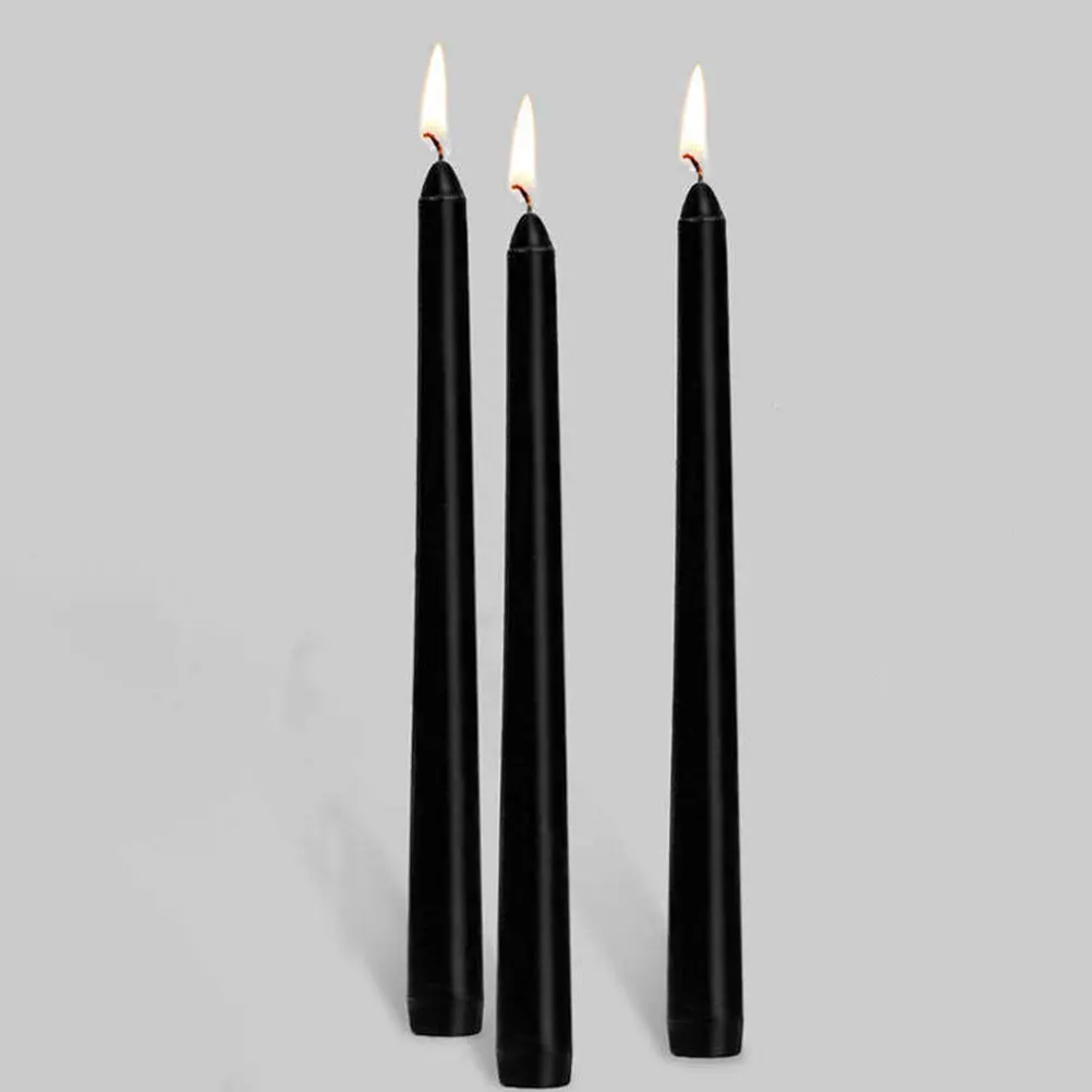 

6pcs Tall Taper Paraffin Wax Candles Black Unscented Candles Bulk Pack Decorations For Wedding Home Party Events