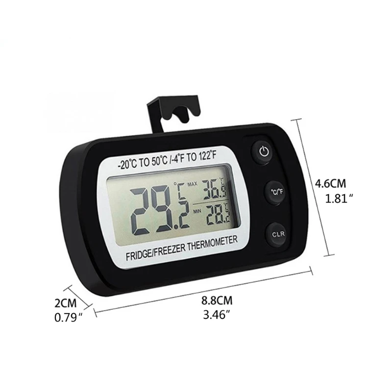 Upgraded Refrigerator Fridge Thermometer Digital Freezer Room Thermometer IPX3 Waterproof Min Record Function