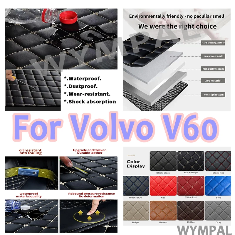 

Роскошный кожаный автомобильный коврик для Volvo V60 2011 2012 2013 2014 2015, автомобильный коврик, полный комплект, женские водонепроницаемые автомобильные аксессуары на заказ