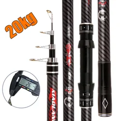 Telescopic Fishing Rod 2.4/2.7/3.0/3.6/4.2/4.5m Carbon Travel Surf Rod Spinning Power Beach River Distance Throwing Fishing Rod