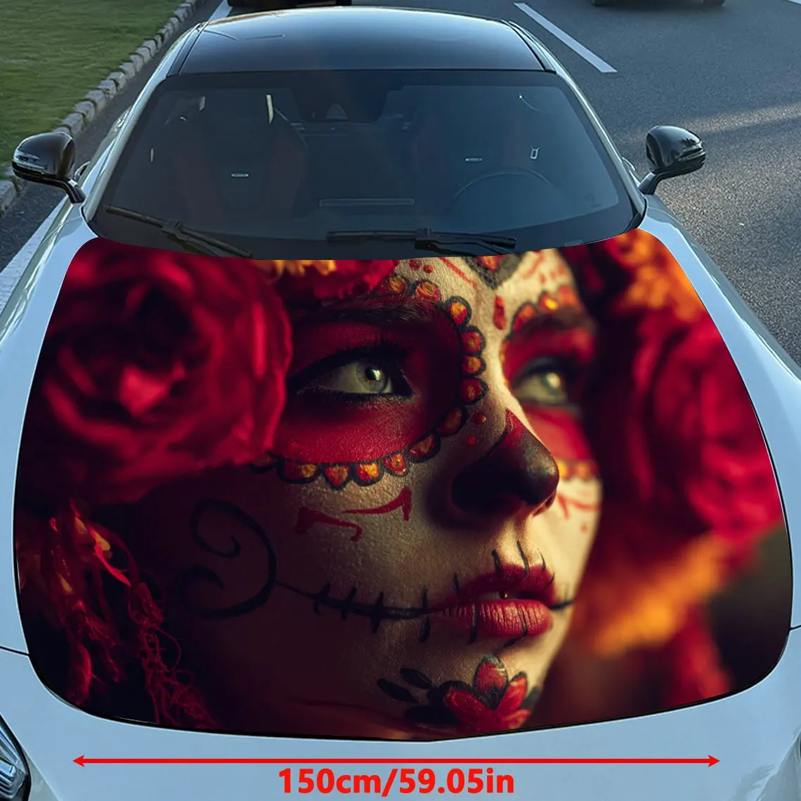 Beautiful Skeleton Makeup Girl Stickers For Car Hoods, Stickers For Decorating Car Covers, And Vinyl Wraps Suitable For Cars, SU