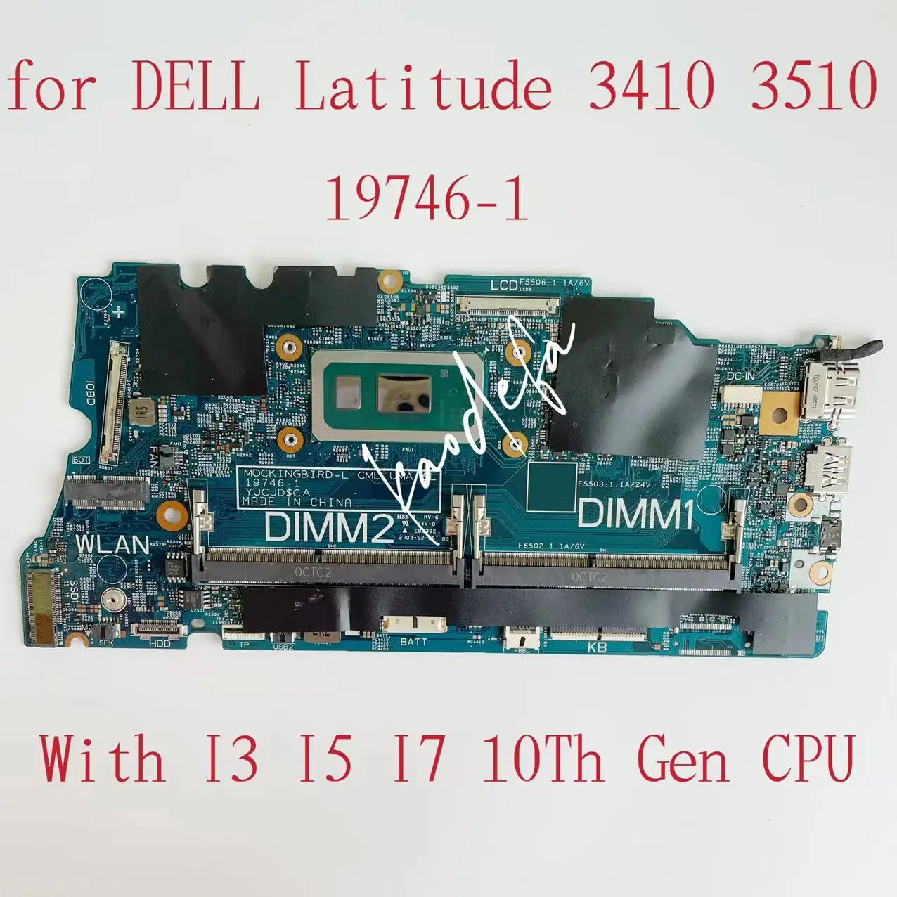 Para Dell Latitude 3410 3510 Placa-mãe portátil com I3 I5 I7 10Th Gen CPU DDR4 CN-02G2J7 CN-0MYG77 CN-0J6VTW 19746-1 Mainboard