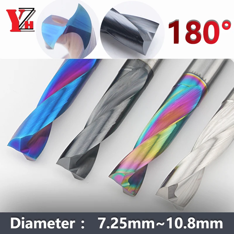 YZH D7.25~10.8mm Carbide Flat Drill 180° HRC65 HRC55 HRC50 Countersunk hole/Inclined surface/Cross hole External Cooling