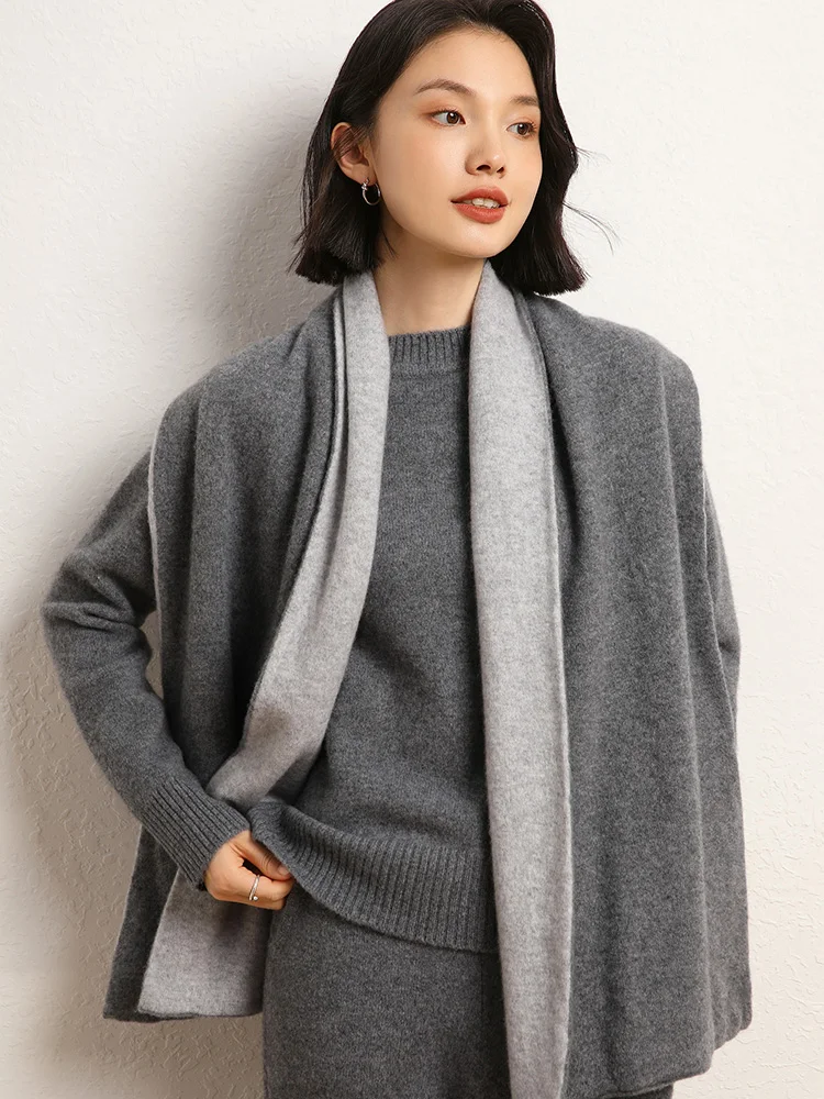 

High-quality Women 100% Cashmere Scarf Basic Simple Style Scarf Autumn Winter Soft Warm Cashmere Knitting Scarf Fashion Top