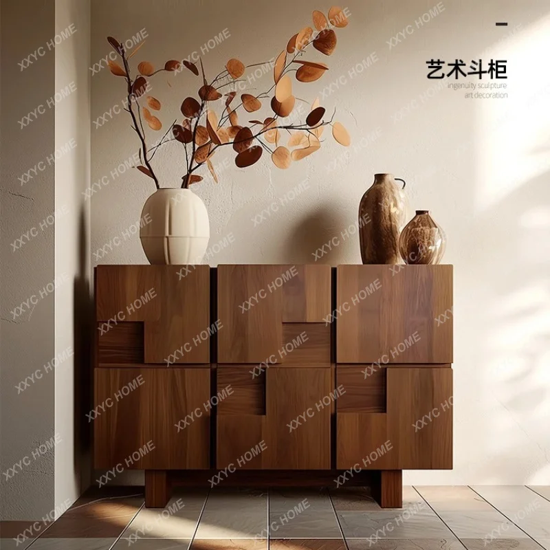 Home Solid Wood Entrance Cabinet Modern Living Room Edge Cabinet Medieval Bedroom Storage Locker