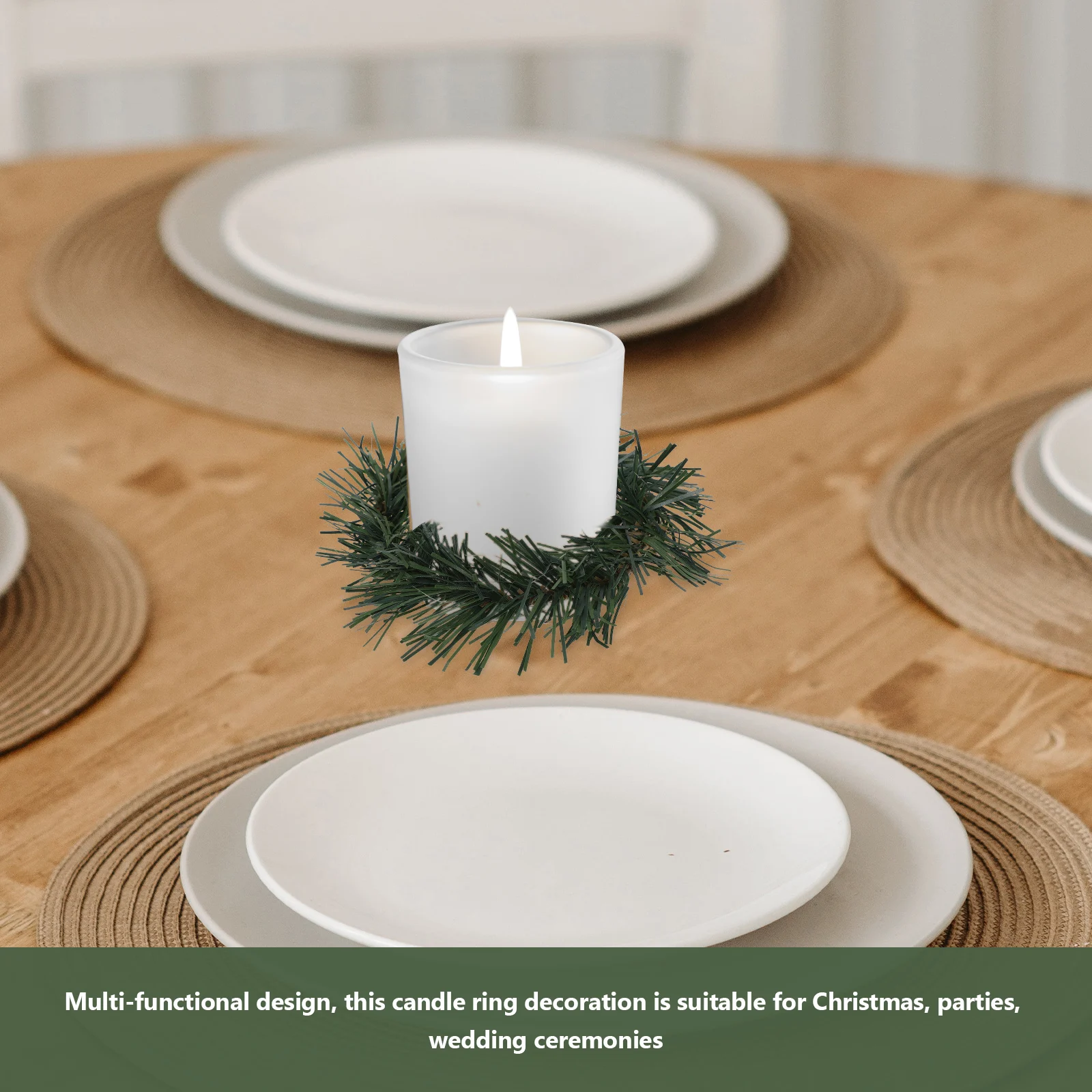 

10 Pcs Artificial Garland Pine Rings Small Table Wreath for Centerpiece Pvc Needles Wreaths The Party