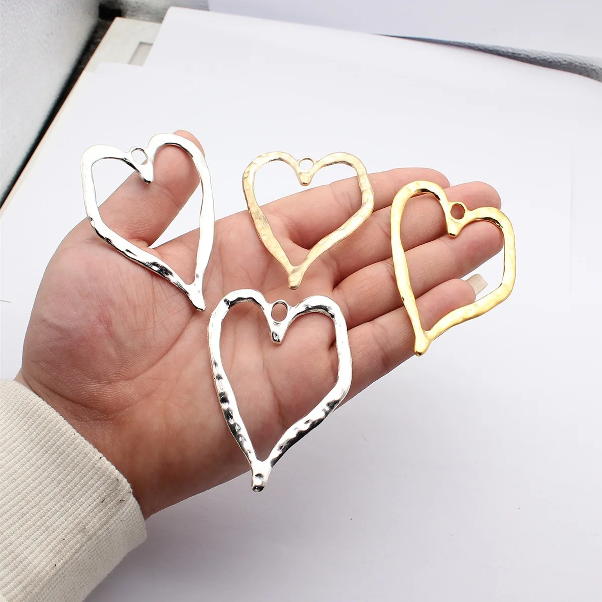 WYSIWYG 1pcs 80x55mm 5 Colors Big Heart Charms Pendant Pendant For DIY Jewelry Making Handmade Jewelry Craft Findings