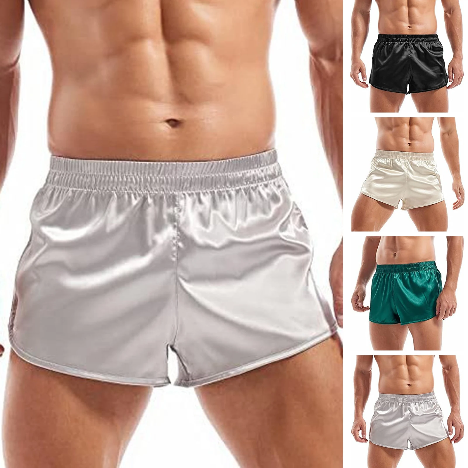 Letnia moda męska Homewear Szlafroki Szorty Pure Color Jedwabna satyna Piżama Bielizna nocna Bielizna nocna