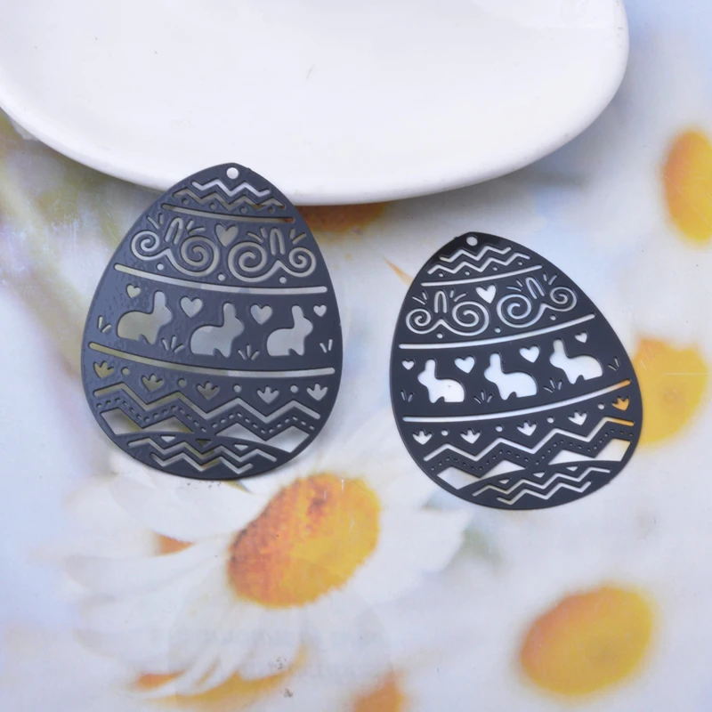 20 Stück AB7597 Messing Goldene Ovale Osterhase Liebesmuster Anhänger Bunte Charms DIY Schmuck Ohrringe Herstellung – Detail 11