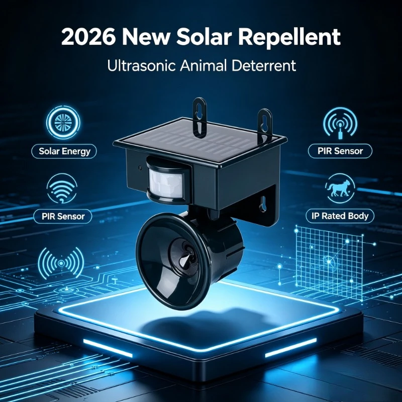 Garden Pest Repelling Unit, 2026 New Solar Ultrasonic Deterrent, Outdoor Use for Bird Cat Dog Deer and Mouse Control