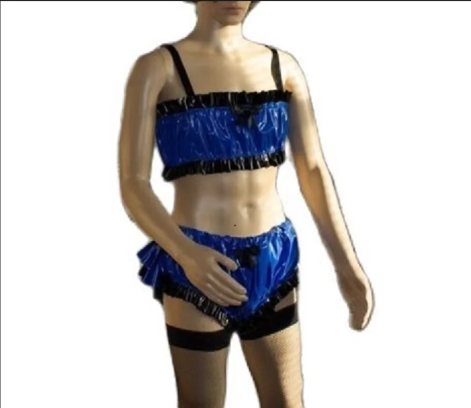 

Hot Selling Sexy Two-Piece PVC Chest Strap Shorts Can Be Customized For Multi-Color Role Playing