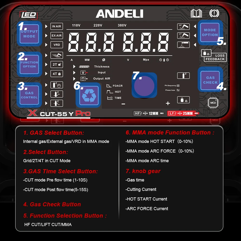 ANDELI Plasma Cutting Machine Pilot Arc Non-contact Cutting Built in Air Pump Plasma Cutter Low Frequency Metal Cutting