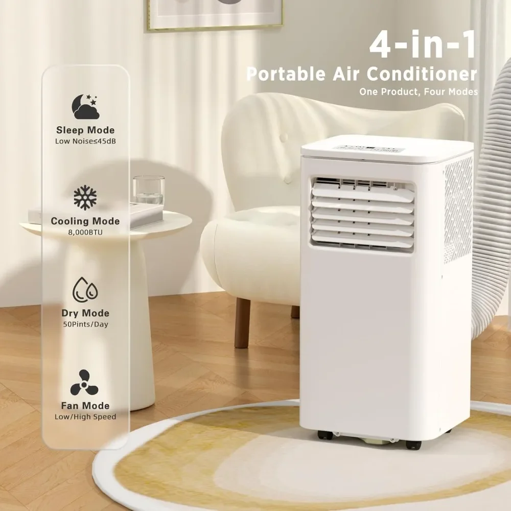 Portable Air Conditioners Cool Up to 450 Sq.Ft, 4 Modes Portable AC with Remote Control/LED Display/24Hrs Timer