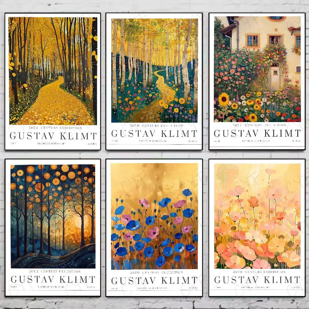 

G-Gustav Klimts Oil Painting Ins Poster Home Living Bed Room Bar Hallway Sticky Wall Art Printing Waterproof Aesthetic Decor