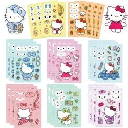 8/16 Sheets Sanrio Puzzle Stickers Cartoon Kawaii Hello Kitty Make-a-Face Assemble Cartoon Game Assemble Jigsaw Children Gift