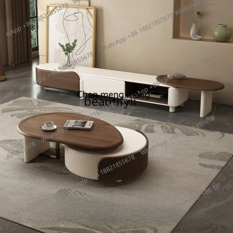 

182C Walnut TV Cabinet Living Room Home Modern Simple Coffee Table TV Floor Cabinet Combination