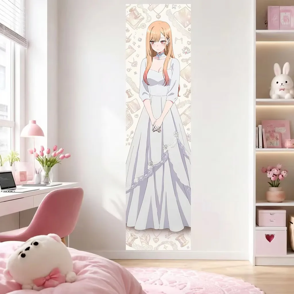 Extra Long Vertical Lolita M-Marin K-Kitagawa Tapestry, Kawaii Anime Polyester Wall Hanging Decor for Dorm Otaku Fans Room