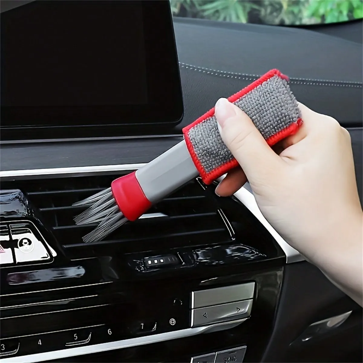 

1pc Double-Headed Brush, Car Air Vent Brush, Air Conditioner Vent Cleaning Cloth, Hot Selling Car Interior Cleaning Products